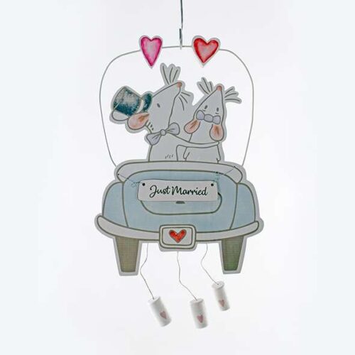 Houten hanger Muizen "Just Married"
