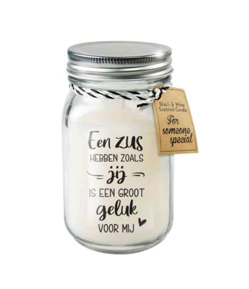 Geurkaars in Mason Jar - Zwart/wit - Afbeelding 2