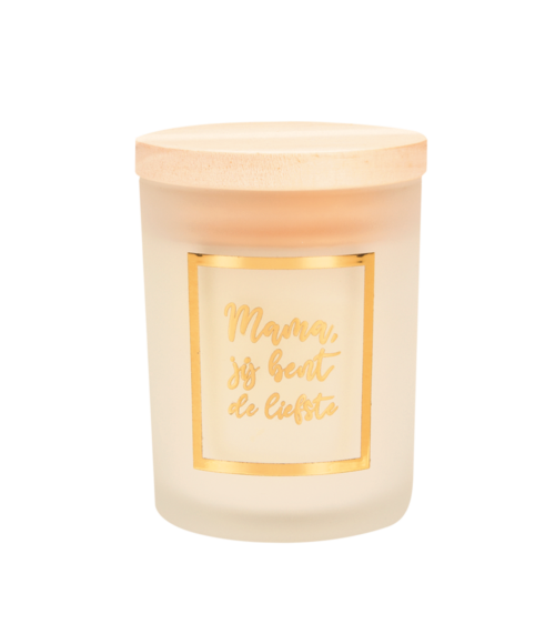 Geurkaars in glas met houten deksel - Mama