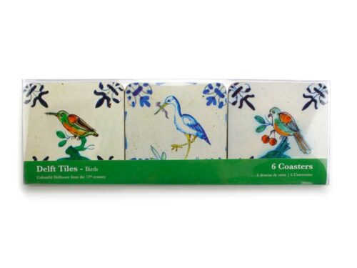 Onderzetters Delftsblauwe Tegels met Vogels - Afbeelding 2