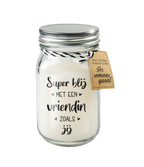 Geurkaars in Mason Jar - Zwart/wit - Afbeelding 3