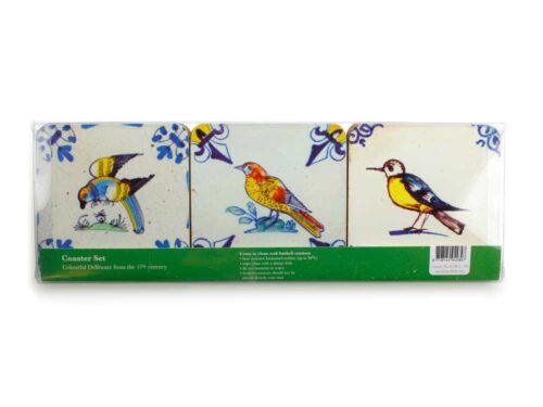 Onderzetters Delftsblauwe Tegels met Vogels - Afbeelding 3